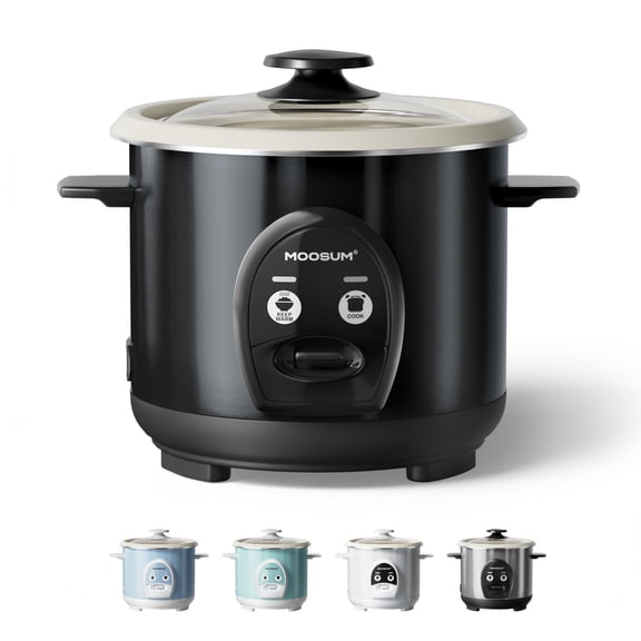 MOOSUM Electric Rice Cooker with One Touch for Asian Japanese Sushi Rice, 3-cup Uncooked/6-cup Cooked, Fast&Convenient Cooker with Ceramic Nonstick Coating inner pot, Auto Warmer