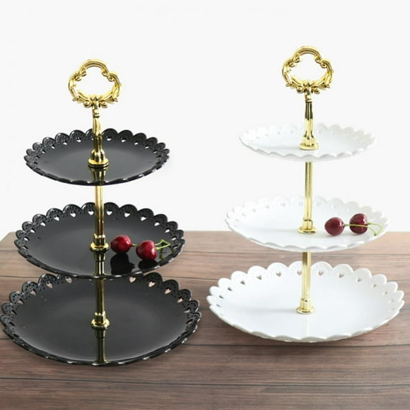 MOOSUP 3-Tier Plastic Cake Stand, Serving Stand, Dessert Tower Tray, for Cake Afternoon Tea Dishes Pastry Cupcake Candy Fruit, Decor for Weddings Tableware Parties Cake Shop