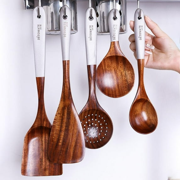 MOOSUP Kitchen Wooden Cooking Utensils, Spoons Spatula Shovel, Kitchen Cooking Tools, for Nonstick Cookware and Wok, for Stirring, Baking