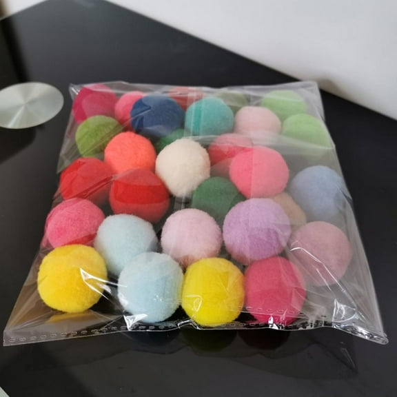 MOOSUP Pom Ball Cat Toy Cat Interactive Polyester Elastic Fur Ball Toy Colorful for Cats Easter Gift