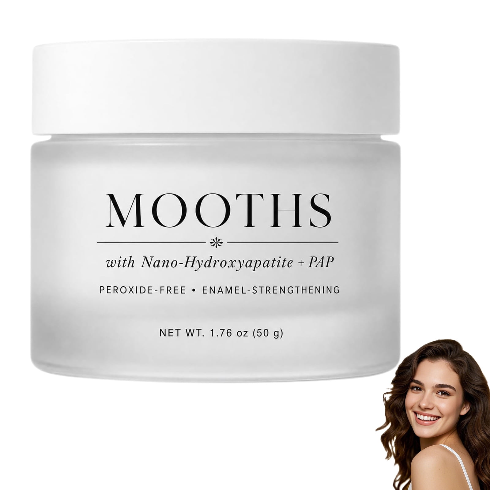 MOOTHS Teeth Whitening Powder with Hydroxyapatite & PAP, Daily Tooth Powder for Fresh Breath, Gentle Stain Removal Oral Care, Fluoride Free Whitening Powder for Adults, 1.76 OZ / 50G  (1PC)