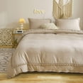 thumbnail image 1 of MOOWOO Khaki Boho Bedding, Queen Tufted Tassel Fringe Farmhouse Duvet Cover,Boho Chic BeddingSolid Color,100% Washed Microfiber,Lightweight for All Season, 1 of 9