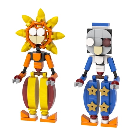 MOOXI Five Nights Bear Sun and Moon Set Action Figures Building Blocks Toys,FNAF Classic Horror Game Building Set,Halloween Birthday Gifts for Boys and Girls(137pcs)