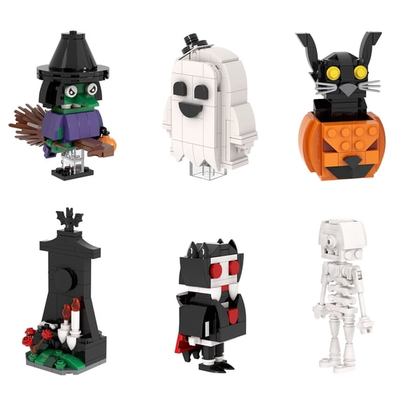 MOOXI Halloween Horror Action Figures Building Set,Horror Ghosts, Witches, Vampires, Skeletons Model Toys, for Boys and Girls(486pcs)