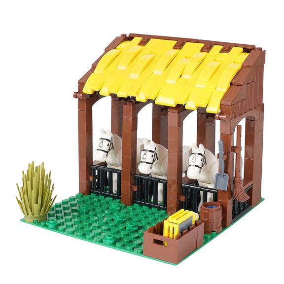 MOOXI Medieval Knight Stable Building Set,Classic Creative Building Blocks Children Kit,Gifts for Kids(211pcs)