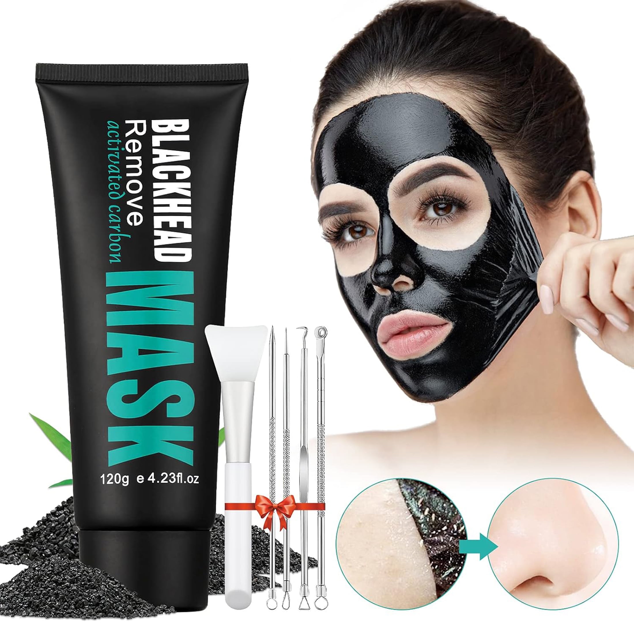 Mooyam Blackhead Remover Mask Kit, Charcoal Peel-off Facial Mask with