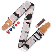 MOOZAK Guitar Strap Set Including 2 Strap Locks, 3 Picks and 1 Strap Headstock Tie (Pink)
