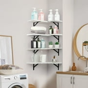 MOP 15.75 x 11.81 Grey-White Rustic Wood Corner Floating Shelves 4 Count