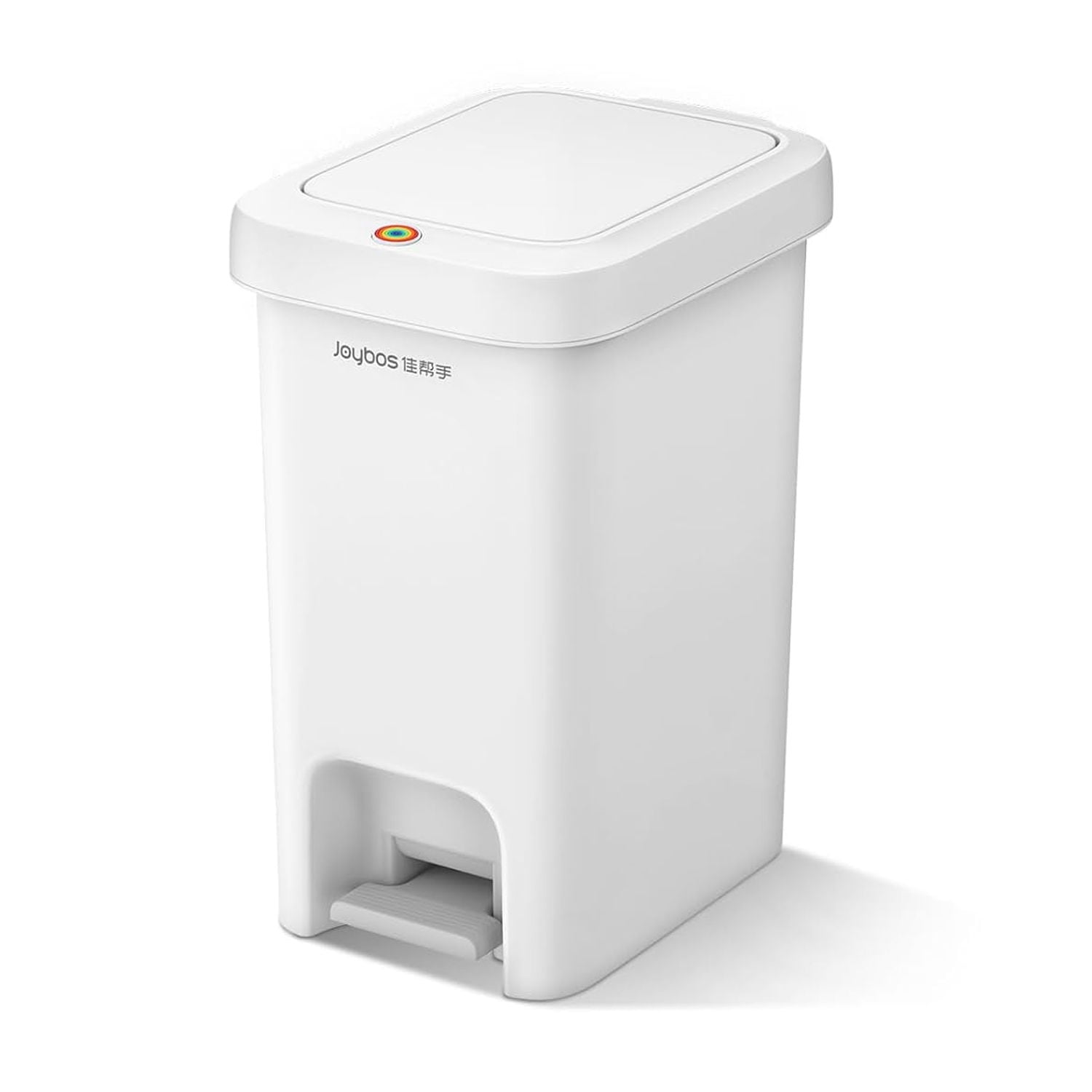 Slim 6-Liter Trash Can With Soft-Close Lid & Step Pedal – Small Bathroom, Bedroom, Office Garbage Bin, White