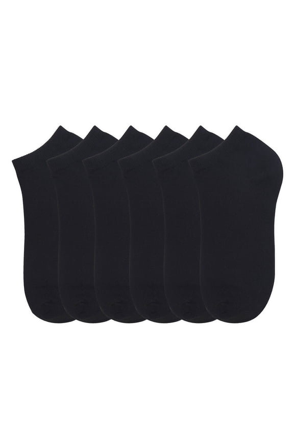 Low Cut Plain Spandex Socks (6 Pairs-Black)