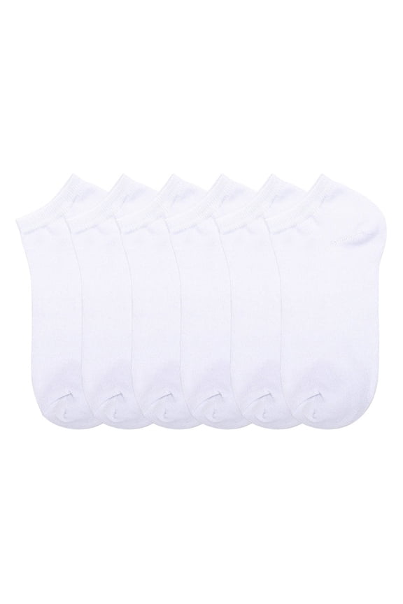 Low Cut Plain Spandex Socks (6 Pairs-White)