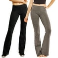thumbnail image 1 of MOPAS Women Fold-Over High Waisted Flared Bottom Bootcut Basic Workout Pants, 1 of 4