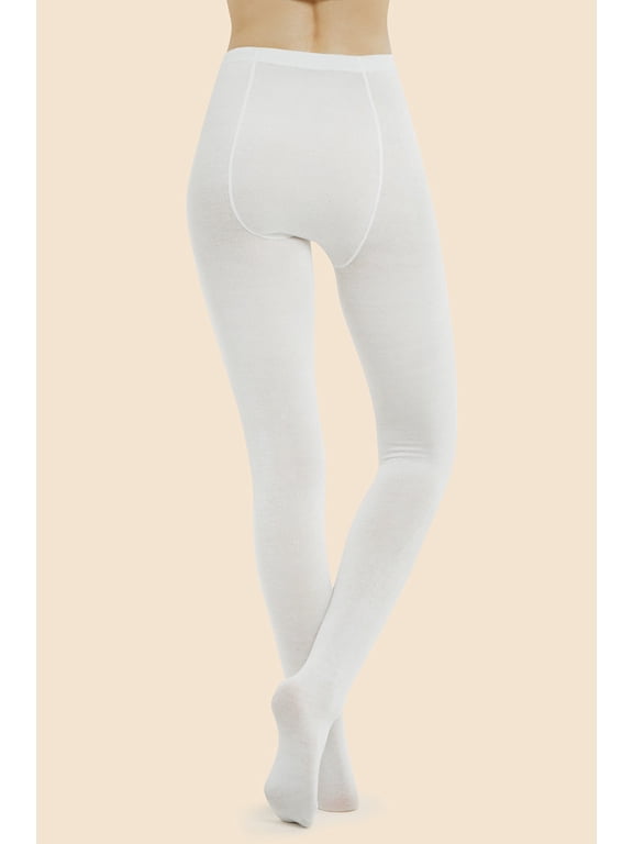 Women's One Size Seamless Winter Fleece Tights with Built-in Socks