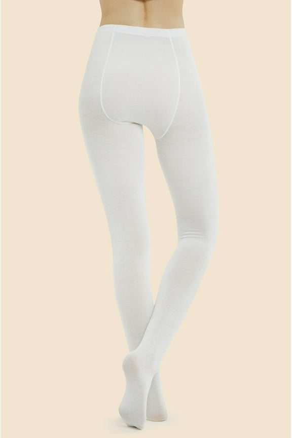 Women's One Size Seamless Winter Fleece Tights with Built-in Socks