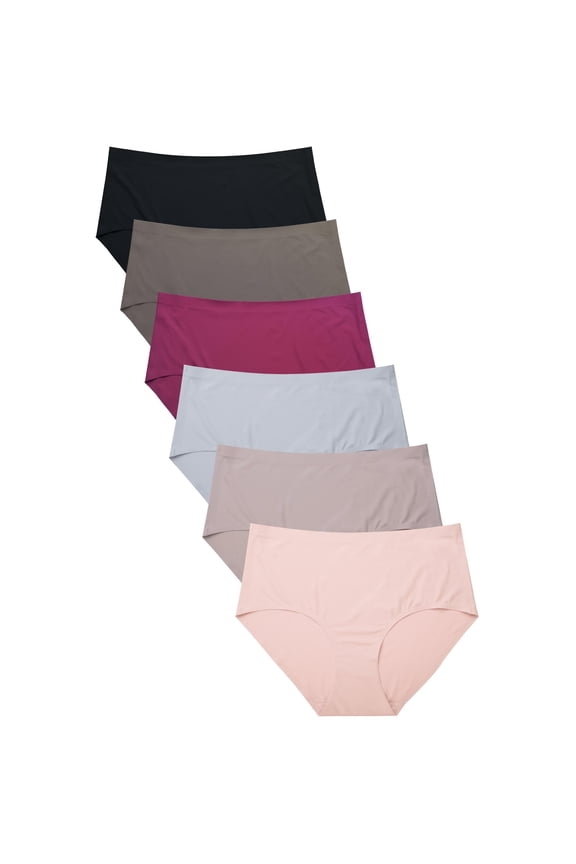 Women's Soft No Show Bikini Thong Seamless Brief Panty, Pack of 6 L, 2021R9