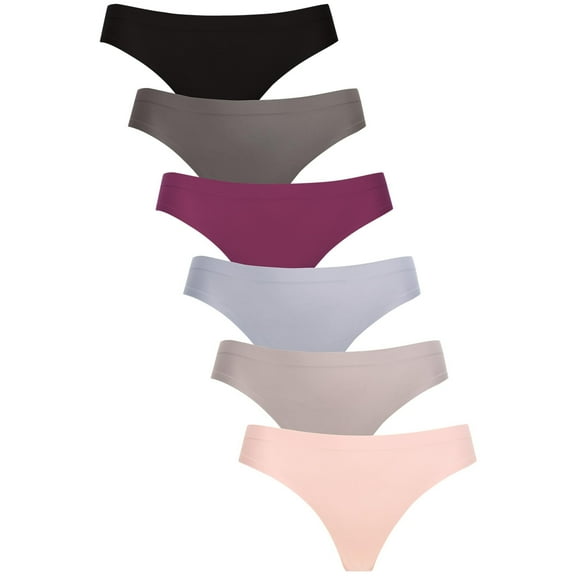 MOPAS Women's Soft No Show Bikini Thong Seamless Brief Panty, Pack of 6 M, 2027T9