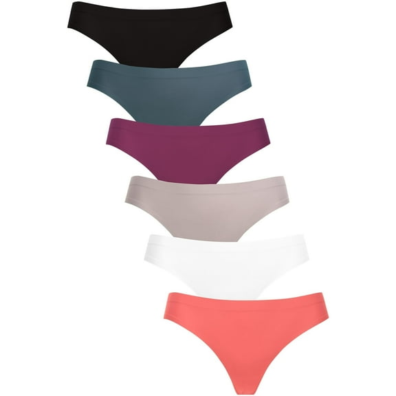 MOPAS Women's Soft No Show Bikini Thong Seamless Brief Panty, Pack of 6 S, 2027T5