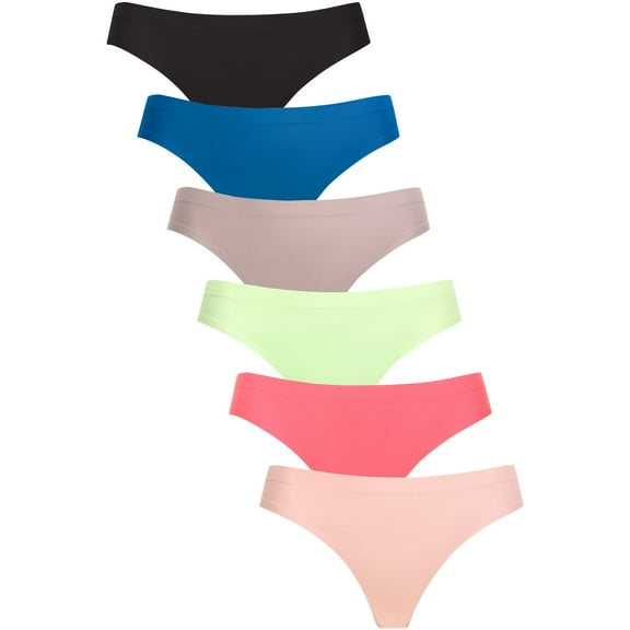 MOPAS Women's Soft No Show Thong Panty Pack of 6 - Various Styles