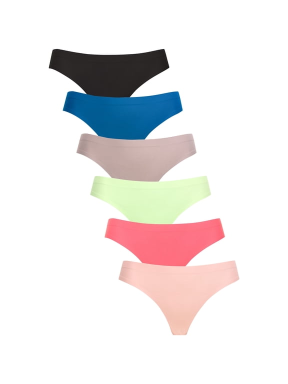 Women's Soft No Show Thong Panty Pack of 6 - Various Styles