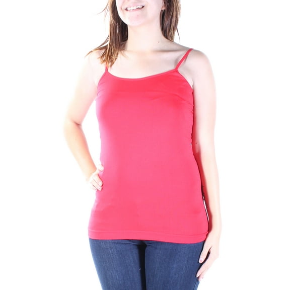 MOPAS Womens Red Spaghetti Strap Scoop Neck Top Size: ONE SIZE