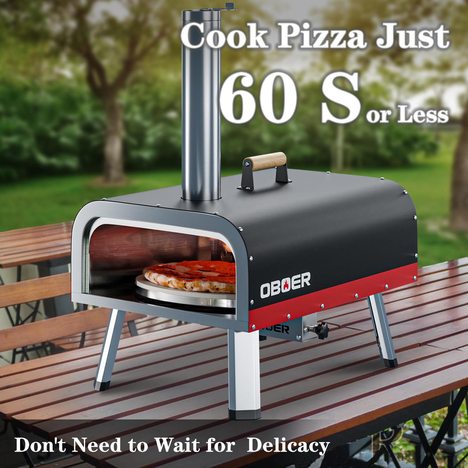 MOPHOTO 13 Portable Pizza Oven Multi-Fuel Rotatable,Wood Fired and Gas  Pizza Oven with Built-in Thermometer,Pizza Cutteru0026Carry Bag - Walmart.com
