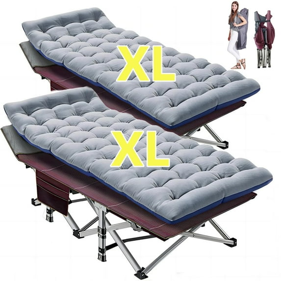 MOPHOTO 2 Pack 75"* 28" Folding Bed Cot with 3.3 Inch 2 Sided Mattress, Folding Camping Cots with Carry Bag, Portable Sleeping Cot Guest Bed