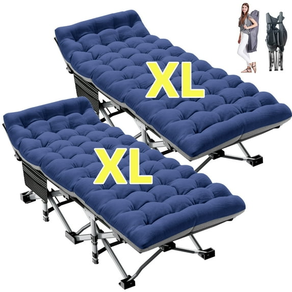 MOPHOTO 2 Pack 75"* 28" Heavy Duty Camping Cot for Adults, Portable Sleep Cot Bed with Mattresses for Home/Office Nap, Folding Bed with Carry Bag Support 880lbs