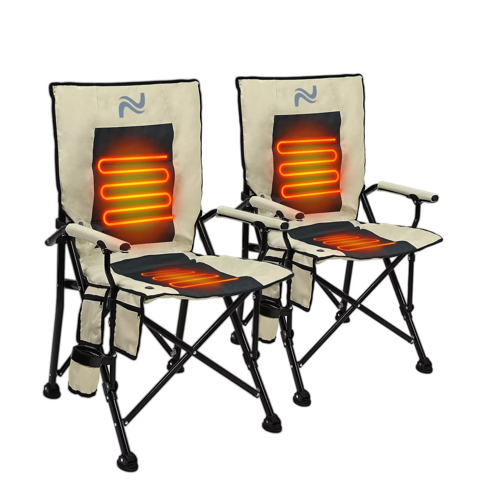 MOPHOTO 2 Pack Heated Camping Chair Adult,Supports 400lbs,Portable ...