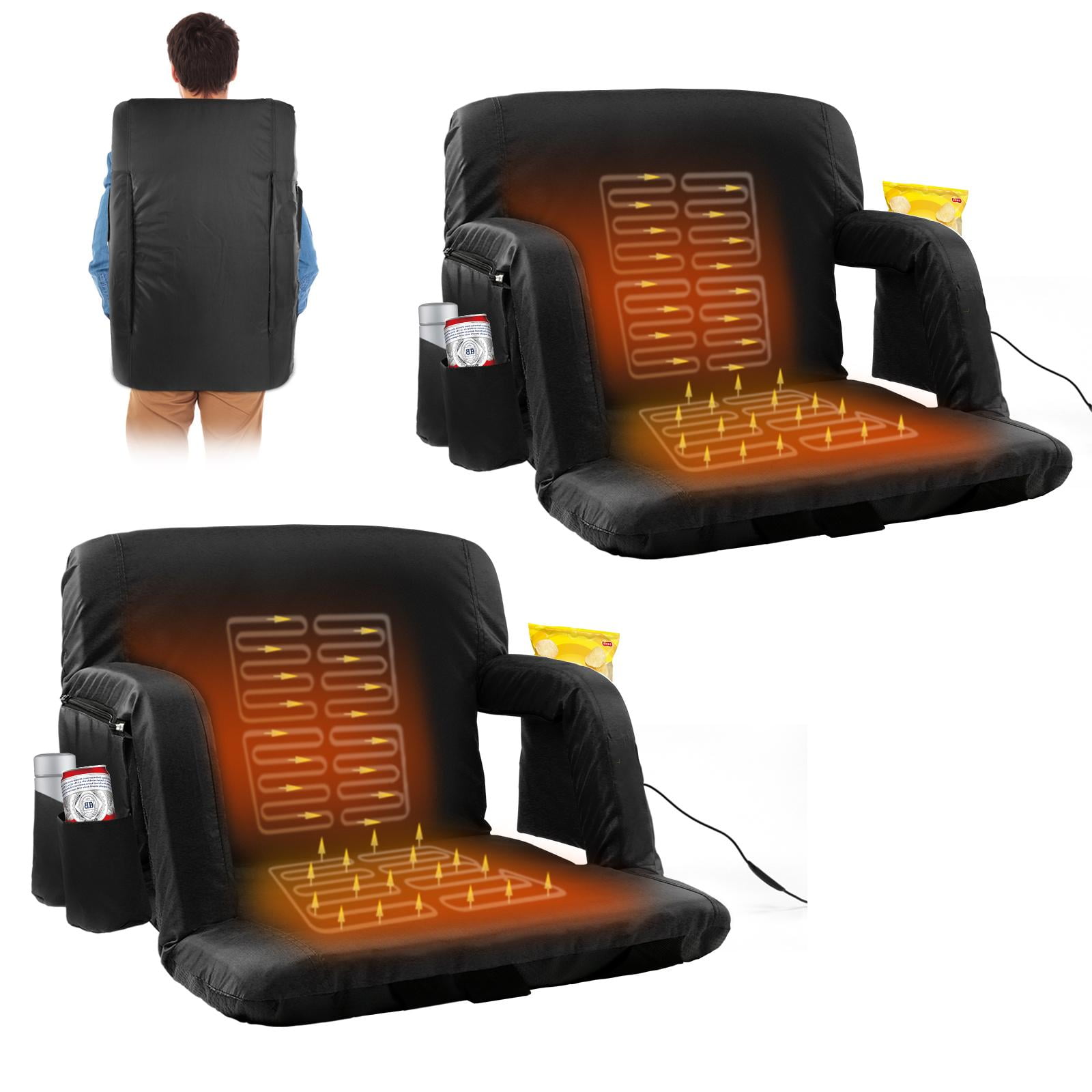 MOPHOTO 2 Pack Portable Heated Stadium Chairs for Outdoor Sport