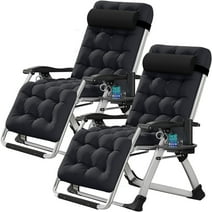 MOPHOTO 2 Pack Zero Gravity Chair with Headrest & Tray, Outdoor Lawn Folding Lounge Chairs,Zero Gravity Lounge Chair,Padded Zero Gravity Chair