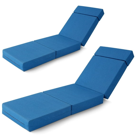 MOPHOTO 2 Pcs Chaise Lounge Cushions Outdoor, 80x26x5 Inch Thick Waterproof Outdoor Furniture Cushions with Removable Cover, Patio Lounge Chair Cushions for Outdoor Furniture, Blue