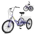 thumbnail image 1 of 20" Folding Tricycle for Adults Seniors with Big Basket, 7 Speed Low-Step Through Frame 3 Wheel Bikes Suitable for Women, Men for Cycling, Shopping, Exercise, Support up to 450 LBS, 1 of 9