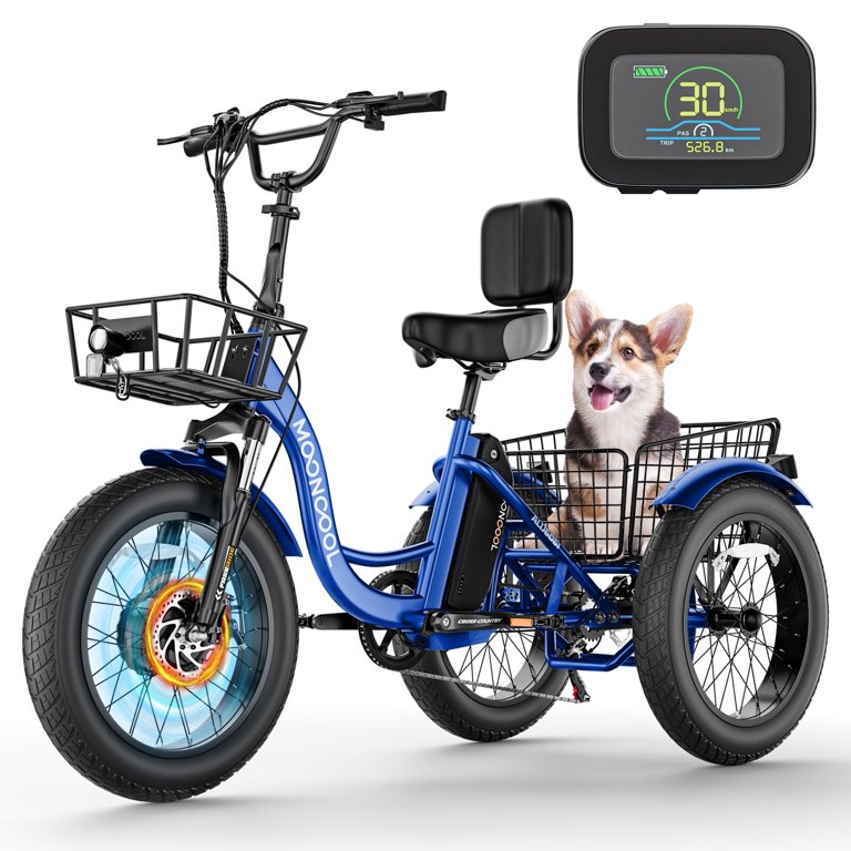 MOPHOTO Electric Tricycle for Adults, Aluminum 20" E-Trike, 500W