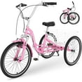 thumbnail image 1 of MOPHOTO Adult Folding Tricycles,7 Speed Folding Adult Trikes,24 Inch Baby Pink 3 Wheel Bikes with Low Step-Through,Foldable Tricycle for Adults,Women,Men,Seniors, 1 of 6