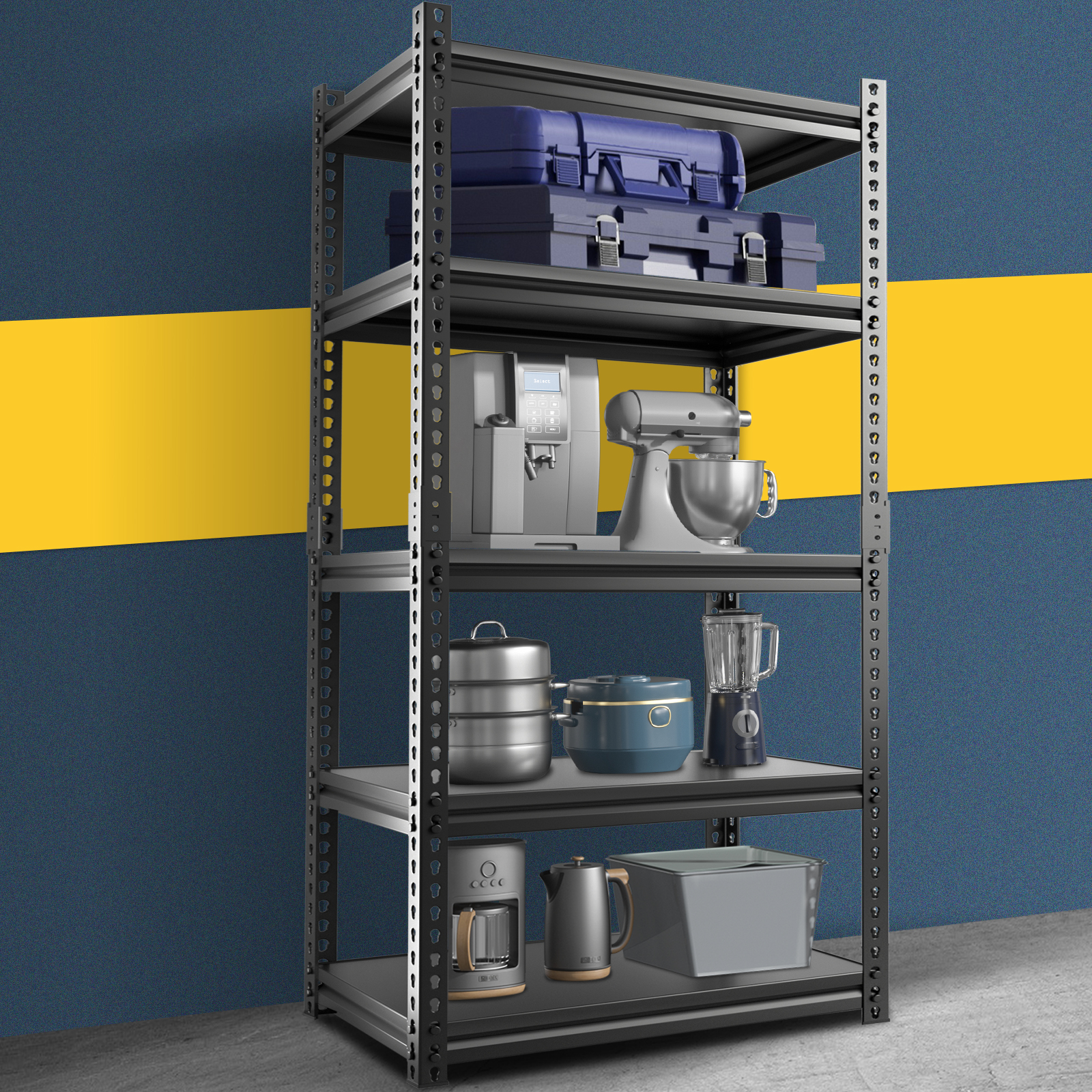 MOPHOTO 36L x 16W x 72H Adjustable Garage Shelving Heavy Duty Support 2000 bls, 5 Tier Metal