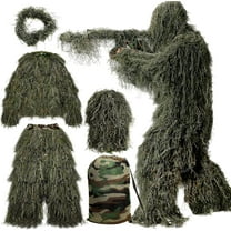 MOPHOTO 5 in 1 Ghillie Suit 3D Camouflage Hunting Suits - Jacket, Pants, Hood, Carry Bag for Adults & Youth, M/L/XL/XXL