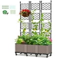 thumbnail image 1 of MOPHOTO 63" H 3 Pack lanter Box Raised Garden Bed with Trellis & Wheels Standing Vertical Horticulture Planter Box for Climbing Vegetables Plants & Herbs & Flowers, 1 of 8