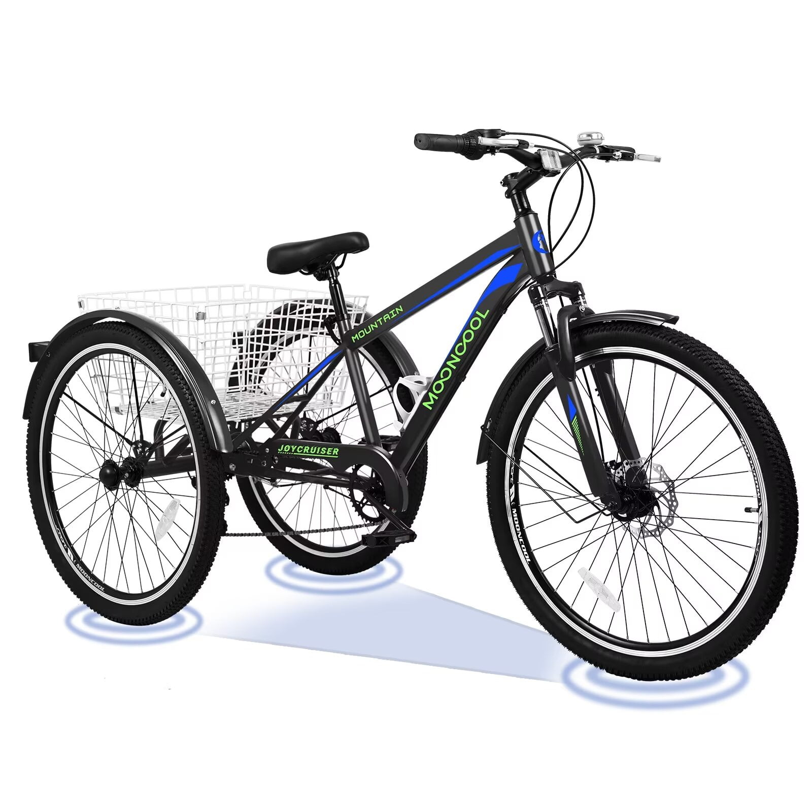 MOPHOTO 7 Speed 24 26 27.5 Adult Tricycle for Seniors with Big Basket Exercise Men s Women s Bicycle 3 Wheel Cruiser Bike Adjustable Seat Post Disc Brakes Safe and Durable Adult Trikes Walmart