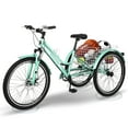 thumbnail image 1 of MOPHOTO 7 Speed 24"/26''/27.5'' Wheels Adult Mountain Tricycle, 3 Wheel Cruiser Bicycle, Exercise Women's Trike, Cyan Bike with Rear Storage Basket, 1 of 11