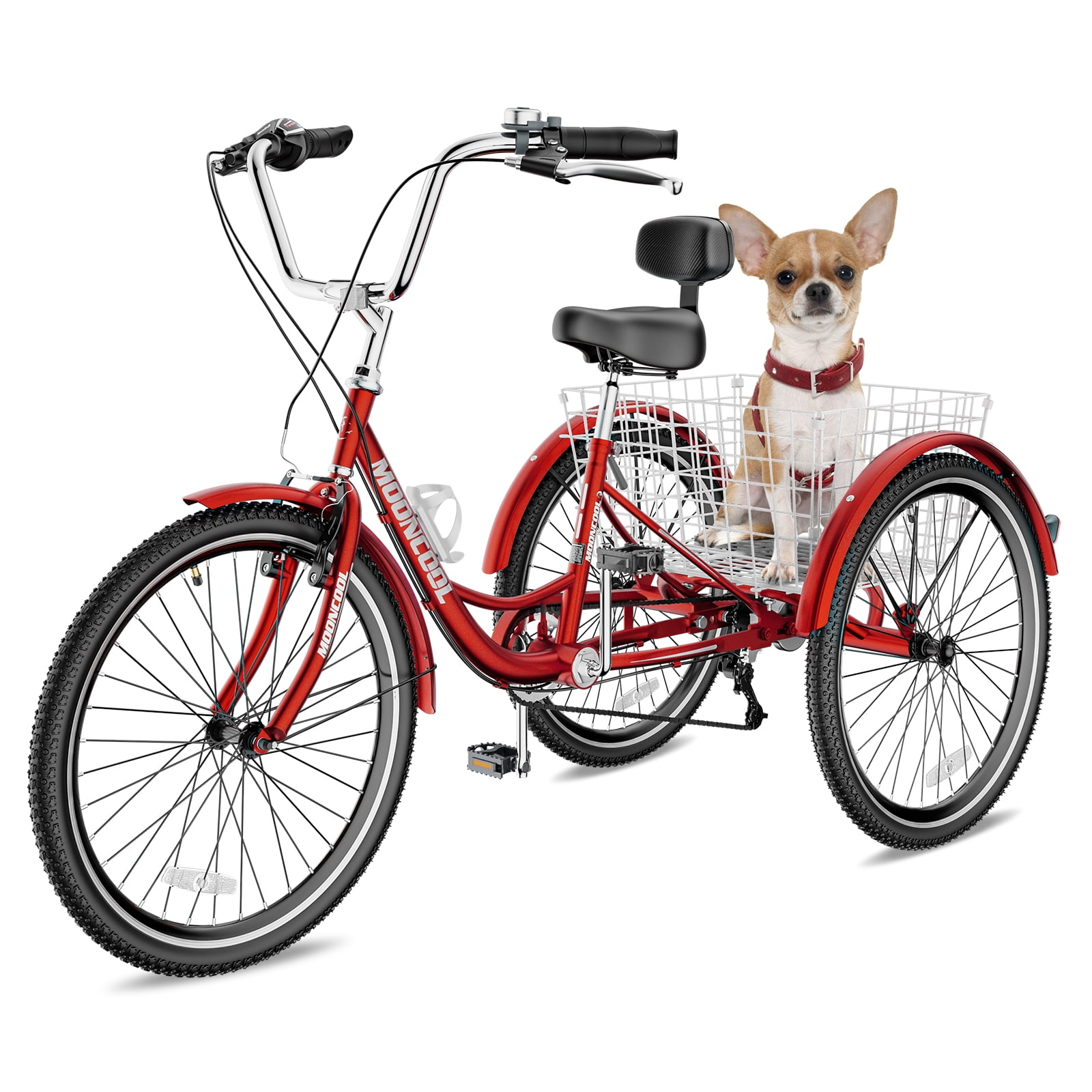 MOPHOTO 7 Speed Adult Tricycle 26 inch Dual Braking System Trikes for Adults Adult Tricycle with Basket Adult Trikes for Women Men 3 Wheeled Bicycle for Shopping Picnics Exercise Walmart