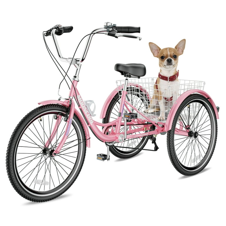 MOPHOTO 7 Speed Adult Tricycle 26 inch Dual Braking System Trikes for Adults Adult Tricycle with Basket Adult Trikes for Women Men 3 Wheeled Bicycle for Shopping Picnics Exercise Walmart