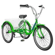 MOPHOTO 7 Speed Adult Tricycles 20 Inch 3 Wheel Bikes with Shopping Basket, Low Standover Frame Tricycle with Wide Tire,Double Wall Rim