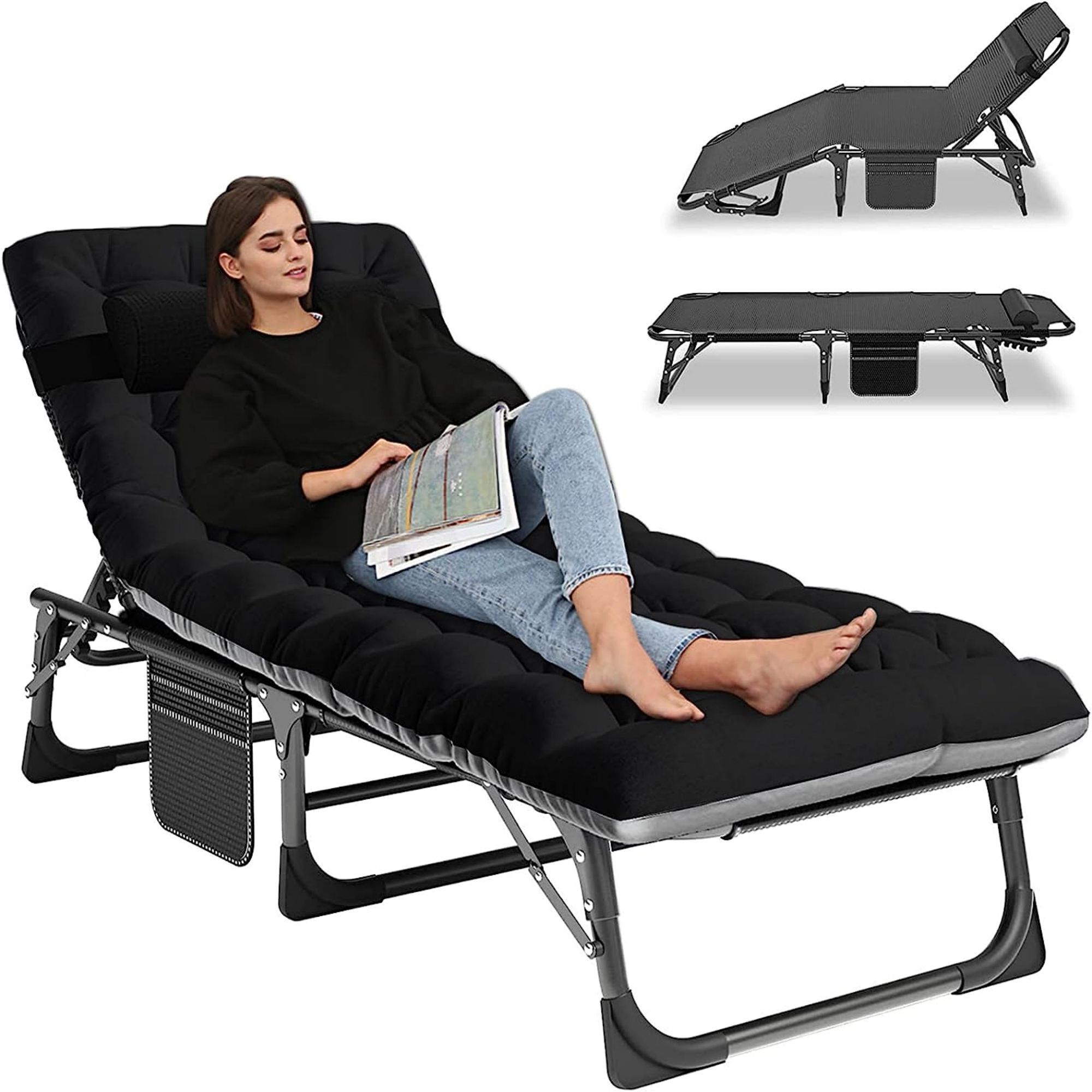 MOPHOTO 75"*26.8" Heavy Duty Outdoor Camping Cot with Mattress