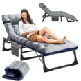thumbnail image 1 of MOPHOTO  75 '' Patio Lounge Chairs with Pillow & Cushion, Portable Folding Lounge Chair, Patio Chaise Lounges, Adults Reclining Folding Chaise, Sleeping Cots, Folding Camping Cot, 1 of 9