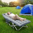 thumbnail image 1 of MOPHOTO 75'' Adult Folding Camping Cot, Heavy Duty Sleeping Cots for Adult, Folding Bed Pearl Cotton Pad & Carry Bag, Guest Bed Support 900 bls, 1 of 8