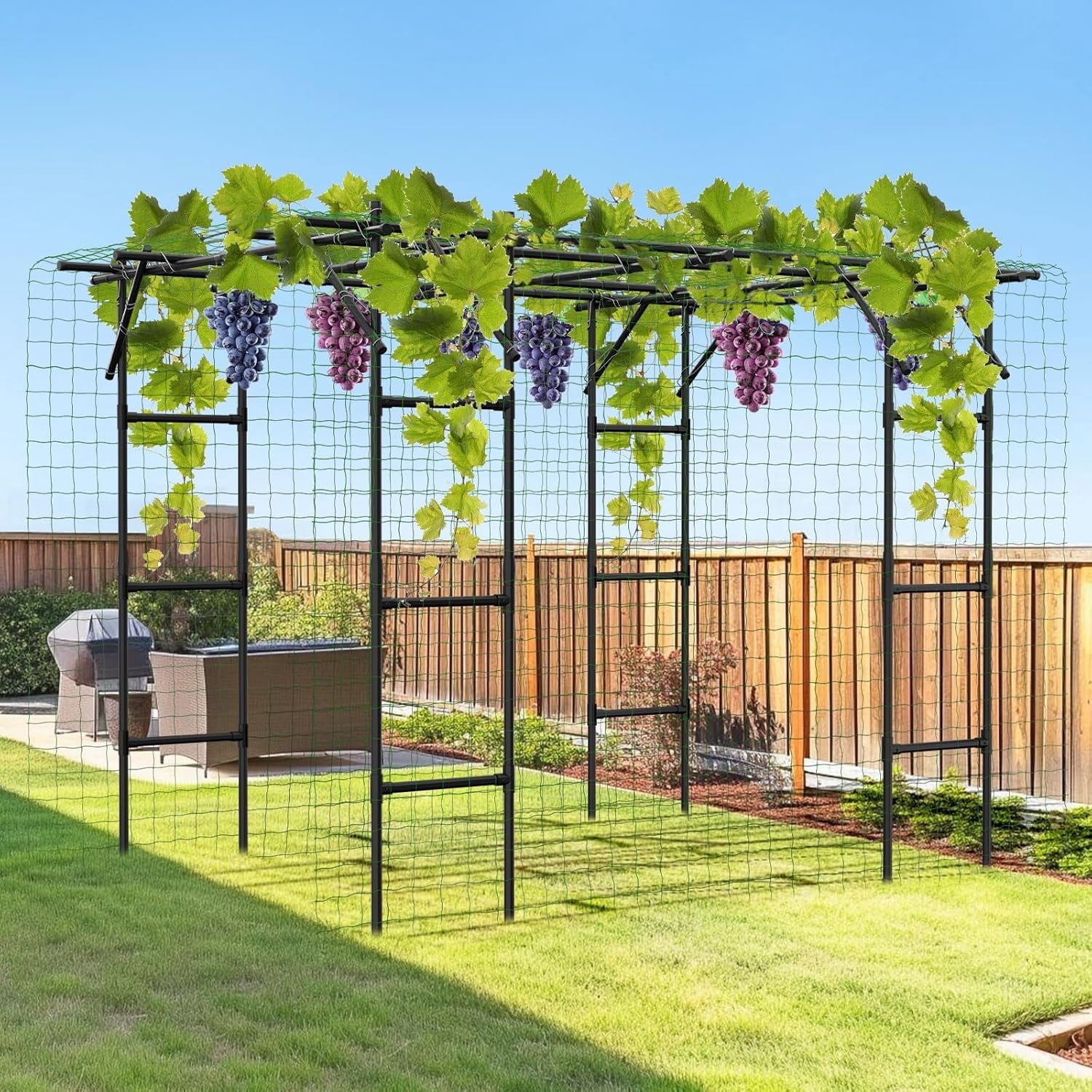 MOPHOTO Large Outdoor Garden Arch Trellis for Climbing Plants, 87'' H x ...