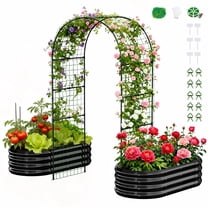 MOPHOTO 87inch Raised Garden Bed Arched Trellis Galvanized Planter Backyard Box Outdoor for Gardening,Climbing Vegetables,Plants,Flowers(Black-2pcs)