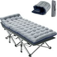thumbnail image 1 of MOPHOTO Adult Camping Cot Folding Bed, Military Style Cot for Hiking Travel, Gray Pearl Cotton Pad&Carrying Bag, 1 of 8