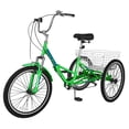 thumbnail image 1 of MOPHOTO Adult Folding Tricycle 7 Speed, Foldable Adult Tricycle 20" Wheels, 3 Wheeler Colorful Cruiser Bike with Cargo Basket, 1 of 10