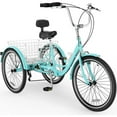 thumbnail image 1 of MOPHOTO Adult Tricycle,7 Speed Trike Bike Cruiser,with 26" Big 3 Wheels, Cyan Tricycles for Men,Women,Seniors, 1 of 7